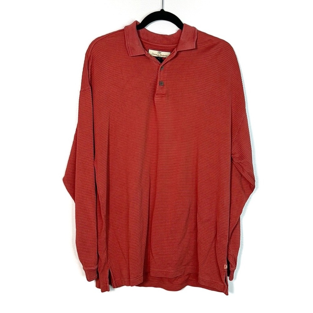 TOMMY BAHAMA Silk Blend Thermal Long Sleeve Polo Shirt size Large